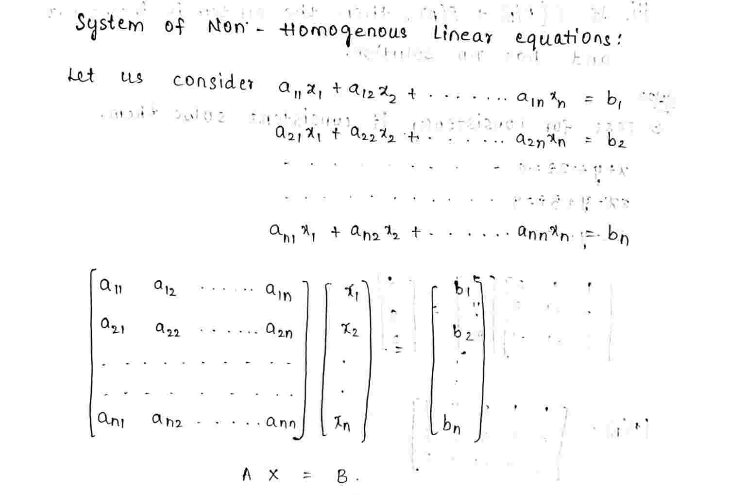 System of nonhomogeneous linear equations
