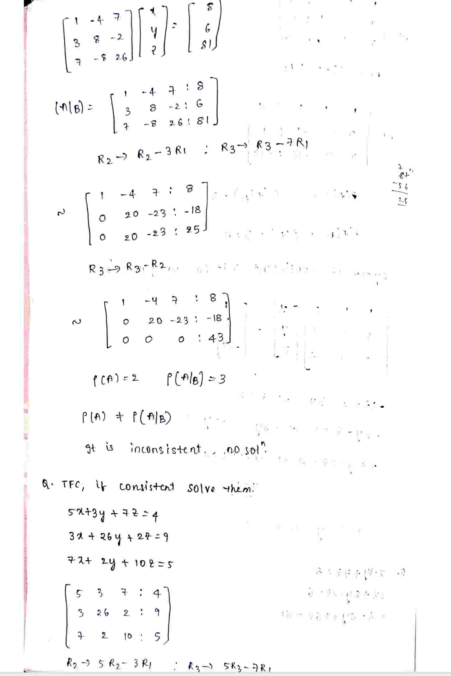 System of nonhomogeneous linear equations