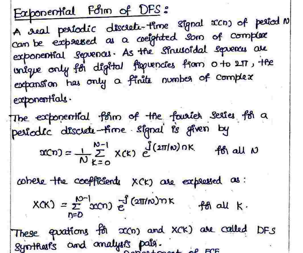 Exlponential Form of DFS
