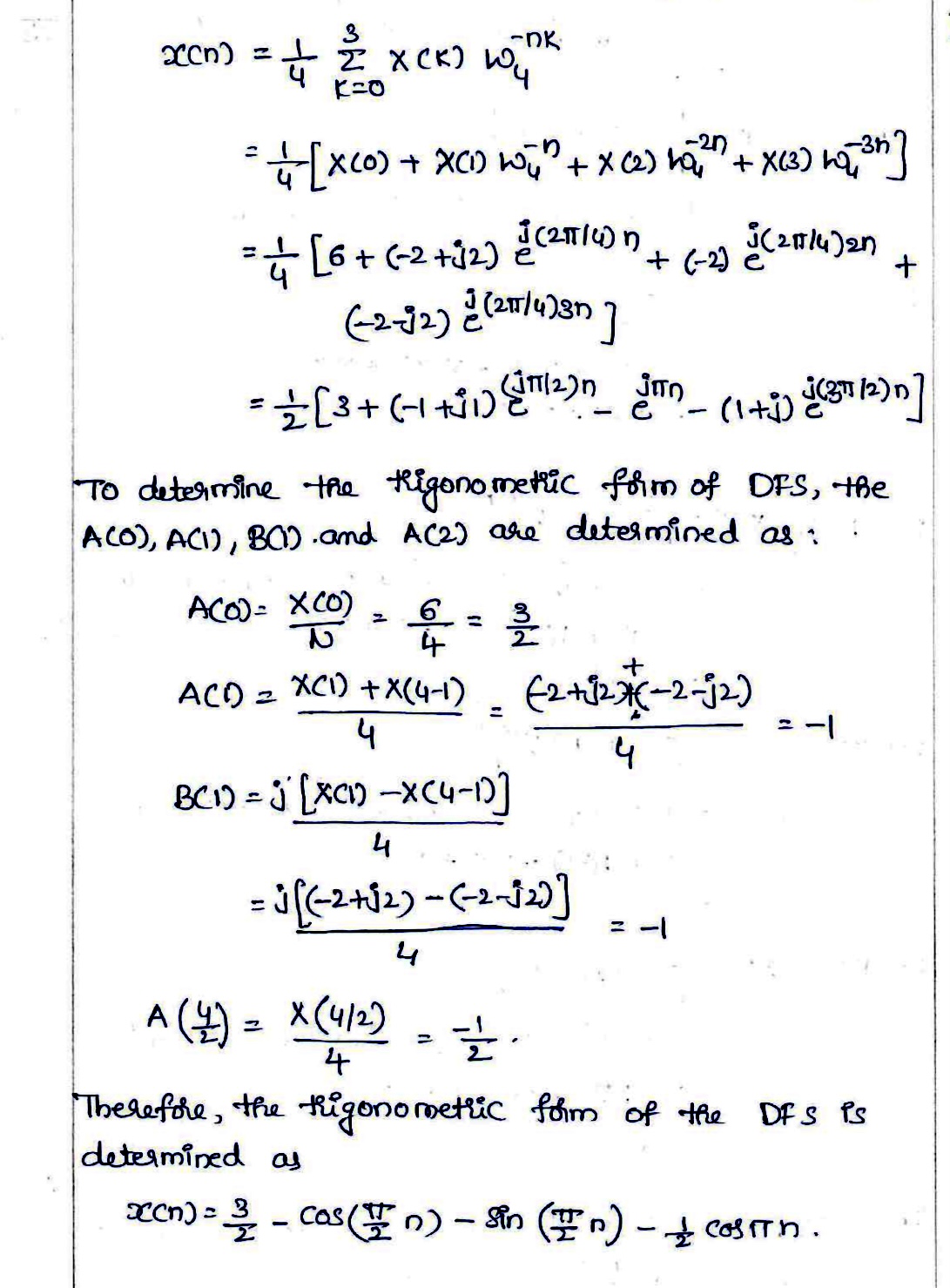Representaction Between Exlponential and Trigonometric Form of DFS