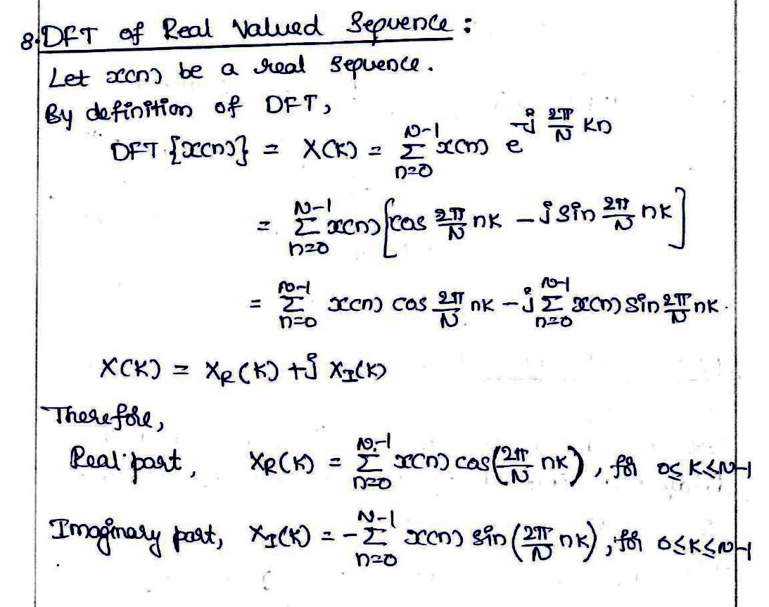 DFT of Real Valued Sequences