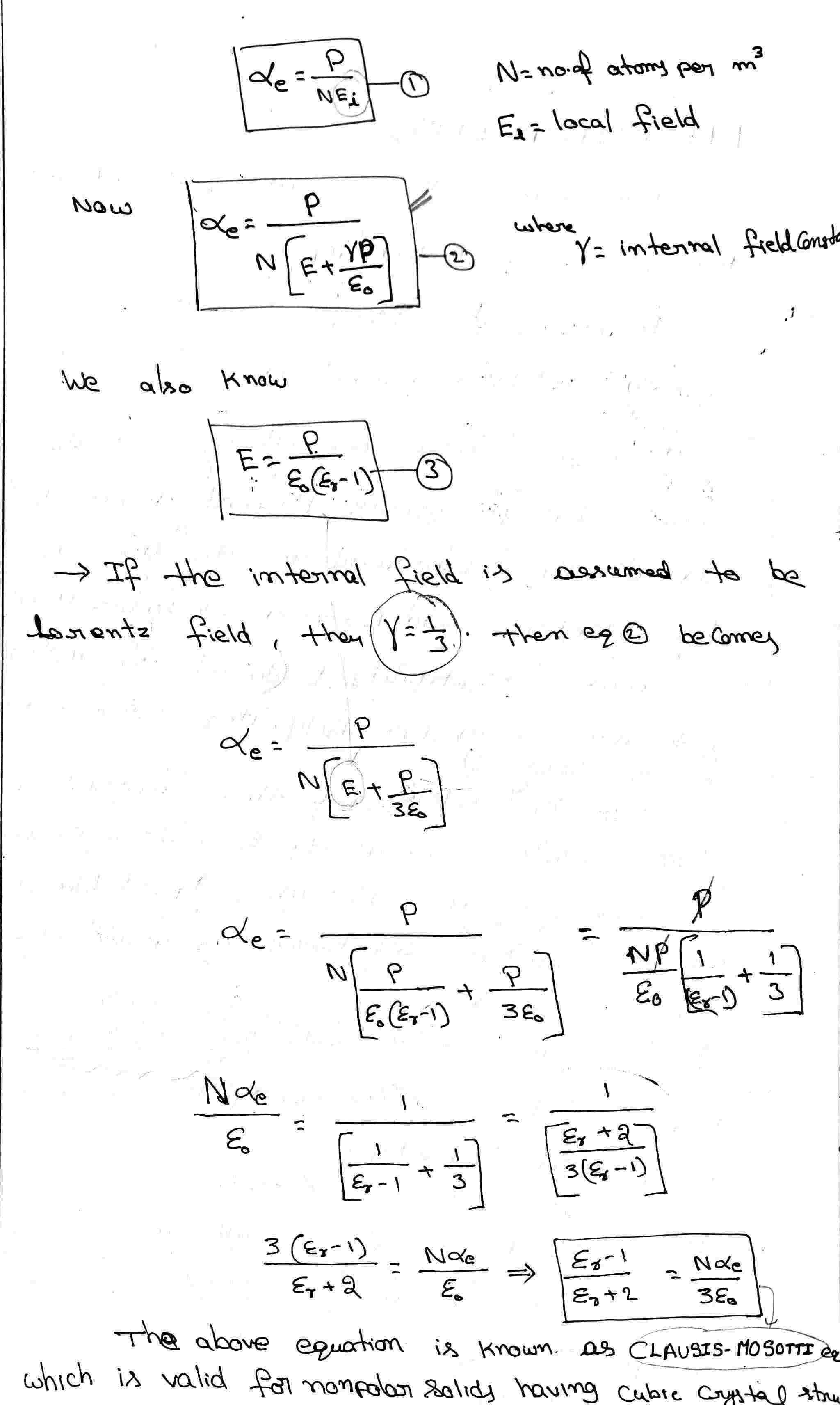 Clausius-Mosotti Equation