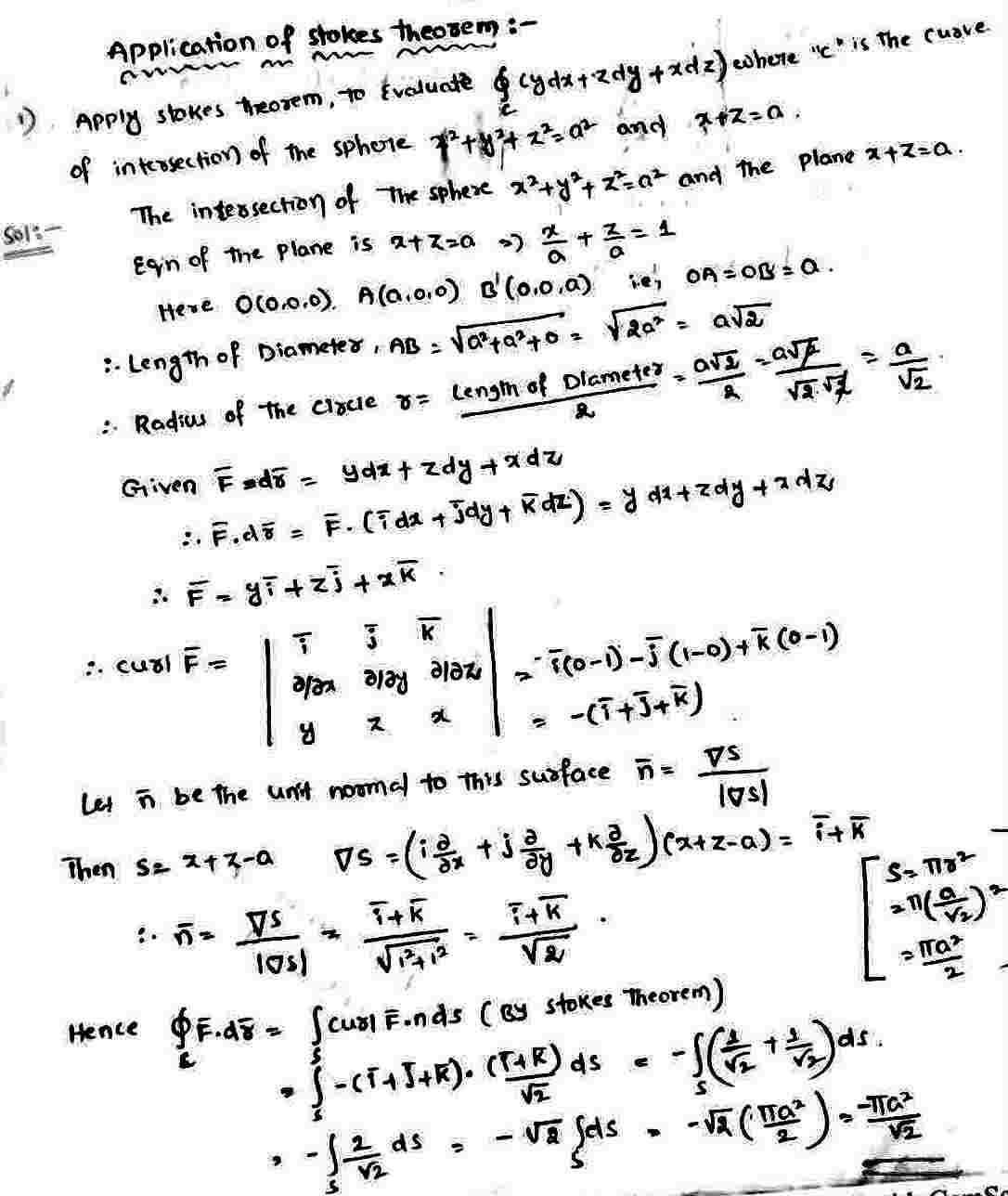Applications Of Stokes Theorem